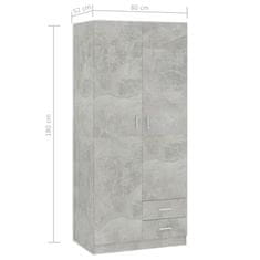 Vidaxl Garderobna omara betonsko siva 80x52x180 cm inženirski les