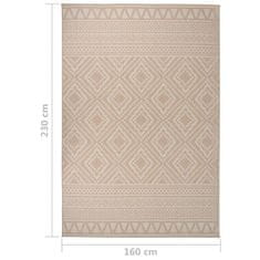 Vidaxl Zunanja preproga ploščato tkanje 160x230 cm rjave črte