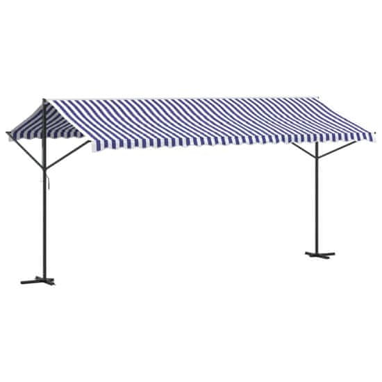 Vidaxl Prostostoječa tenda modra in bela 500x300 cm krem blago jeklo