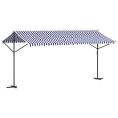 Vidaxl Prostostoječa tenda modra in bela 500x300 cm krem blago jeklo