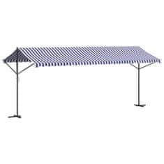 Vidaxl Prostostoječa tenda modra in bela 600x300 cm krem blago jeklo