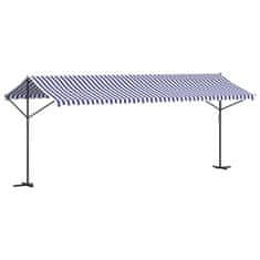 Vidaxl Prostostoječa tenda modra in bela 600x300 cm krem blago jeklo