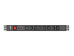 Lanberg LANBERG RACK VTIČNICA PDU (1U, 16A, 8X IEC C13)