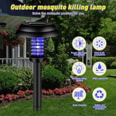 Netscroll 2x solarna svetilka proti komarjem, vodoodporna, ubijalec komarjev in svetilka za odganjanje komarjev, brez kemikalij, senzor gibanja, zunanja ali notranja uporaba, luč proti mrčesu, BugHunt