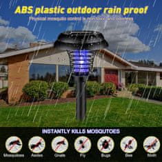 Netscroll 2x solarna svetilka proti komarjem, vodoodporna, ubijalec komarjev in svetilka za odganjanje komarjev, brez kemikalij, senzor gibanja, zunanja ali notranja uporaba, luč proti mrčesu, BugHunt