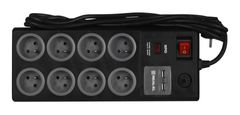 slomart REAL-EL FRS-8F USB Charge Napajalni trak s prenapetostno zaščito 2x USB 3 m črn