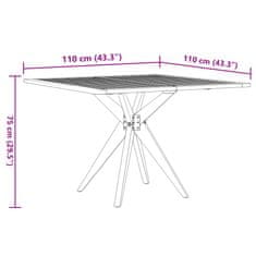 Vidaxl Vrtna miza kvadratna 110x110x75 cm trden akacijev les