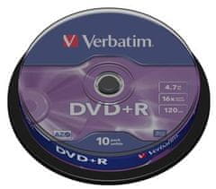 DVD+R 4,7GB 16x, 10 kosov - medij, AZO, vreteno 43498