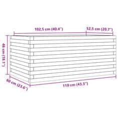 Vidaxl Vrtno cvetlično korito belo 110x60x46 cm trdna borovina