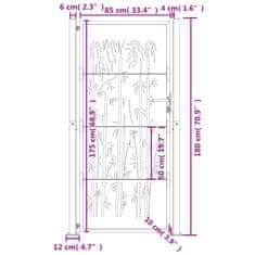 Vidaxl Vrtna vrata antracitna 105x180 cm jeklena oblika bambusa