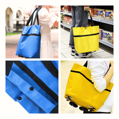 Homey Prenosna zložljiva torba na kolesih | Dve torbi za ceno ene | Nakupovalna torba | Torba za plažo