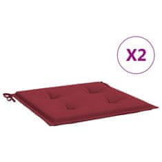 Vidaxl Blazine za vrtne stole 2 kosa vinsko rdeče 50x50x3 cm oxford