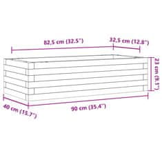 Vidaxl Vrtno cvetlično korito 90x40x23 cm trdna borovina