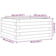 Vidaxl Vrtno cvetlično korito voščeno rjavo 50x50x23 cm trdna borovina