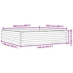 Vidaxl Vrtno cvetlično korito belo 110x110x26,5 cm trdna borovina