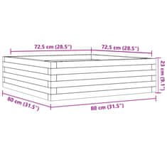 Vidaxl Vrtno cvetlično korito voščeno rjavo 80x80x23 cm trdna borovina