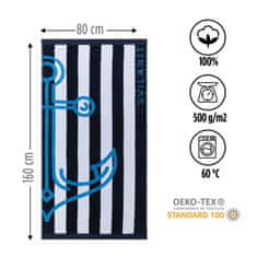Svilanit Blue Anchor plažna brisača, 80 x 160 cm
