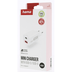 Hama Hitri polnilec USB GaN USB-C + USB-A, PD/QC, 45 W