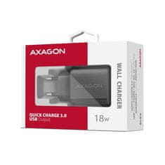 AXAGON ACU-QC18, 18W omrežni polnilnik, 1x vrata USB-A, QC3.0/AFC/Apple, črn