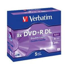 Verbatim DVD+R DL AZO 8,5GB, 8x, ohišje za biser 5 kosov