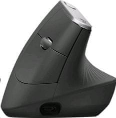 Logitech MX/Vertikalna/Optična/Desna roka/4.000 DPI/Wireless+Wireless/Black