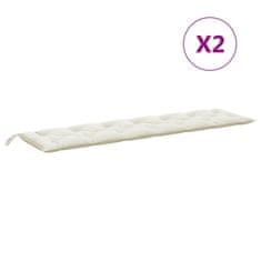 Vidaxl Blazina za vrtno klop 2 kosa melanž krem 200x50x7 cm blago