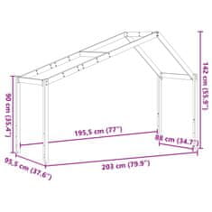 Vidaxl Streha za otroško posteljo rjava 203x95,5x142 cm borovina