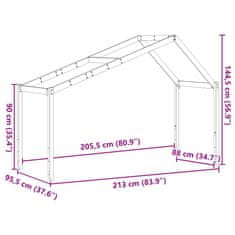 Vidaxl Streha za otroško posteljo bela 213x95,5x144,5cm trdna borovina