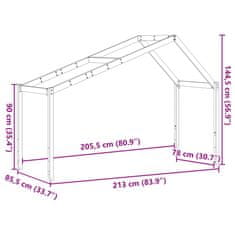 Vidaxl Streha za otroško posteljo 213x85,5x144,5 cm trdna borovina