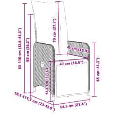 Vidaxl Vrtni naslanjač z blazinami črn poli ratan