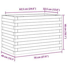 Vidaxl Vrtno cvetlično korito belo 70x40x46 cm trdna borovina