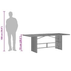 Vidaxl Vrtna miza z leseno akacijevo ploščo črna 190x80x75 cm PE ratan