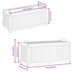 Vidaxl Zunanja škatla za blazine 110x45x42/53 cm akacijev les in jeklo