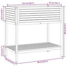 Vidaxl Vrtno cvetlično korito s polico 80x45x80 cm akacija in jeklo