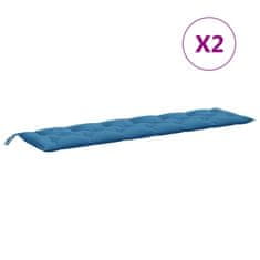 Vidaxl Blazina za vrtno klop 2 kosa melanž modra 200x50x7 cm blago