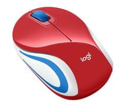 Logitech Wireless Mini Mouse M187, optična, 2 gumba, rdeča, 1000 dpi