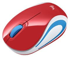 Logitech Wireless Mini Mouse M187, optična, 2 gumba, rdeča, 1000 dpi