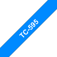 Brother TC-595 - bel tisk na modri podlagi, širina 9 mm