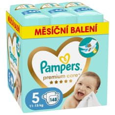 Pampers Premium Care plenice za enkratno uporabo velikosti 5 (148 kosov) 11-16 kg - mesečni paket