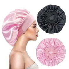 VIVVA® Svilena kapa za spanje, Spalna kapa (2 kosa, roza in črna) | SILKCROWN