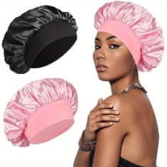 VIVVA® Svilena kapa za spanje, Spalna kapa (2 kosa, roza in črna) | SILKCROWN