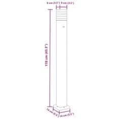 Vidaxl Zunanja talna svetilka z vtičnico 3 kosi črna 110 cm aluminij