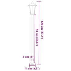 Vidaxl Zunanja talna svetilka 3 kosi črna 120 cm nerjaveče jeklo