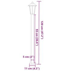 Vidaxl Zunanja talna svetilka srebrna 120 cm nerjaveče jeklo