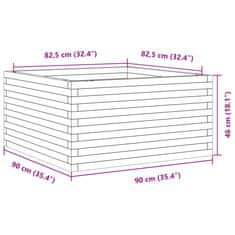 Vidaxl Vrtno cvetlično korito belo 90x90x46 cm trdna borovina