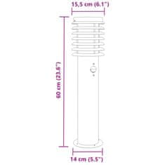 Vidaxl Zunanja talna senzorska svetilka srebrna 60 cm nerjaveče jeklo