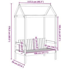 Vidaxl Klop s streho bela 117,5x70x176,5 cm trdna borovina