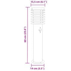 Vidaxl Zunanja talna svetilka s senzorjem 3 kosi srebrna 60 cm