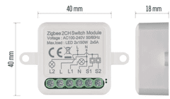 Emos GoSmart H5102 stikalni modul IP-2102SZ, ZigBee, 2-kanalni