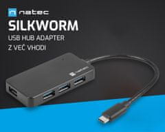 Natec Silkworm USB hub, 4xUSB-A, 1xUSB-C